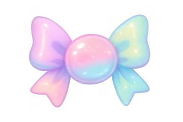 Pastel gradient bow with glossy iridescent texture