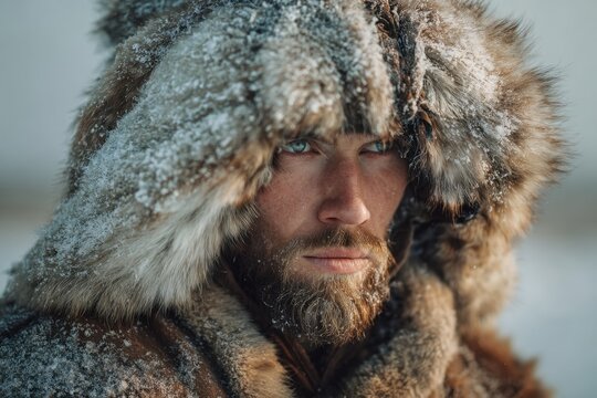 Portrait of native Alaskan eskimo man.	