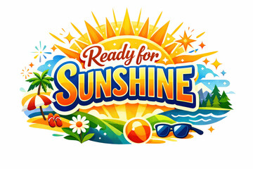 Sunshine Holiday Banner. Clean modern holiday banner illustration, colorful seasonal lifestyle banner reinforcing warmth, optimism