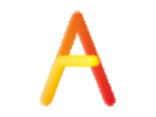 3D Fluffy Letter A with Vibrant Orange Yellow and Red Gradient Furry Texture Isolated on White Background