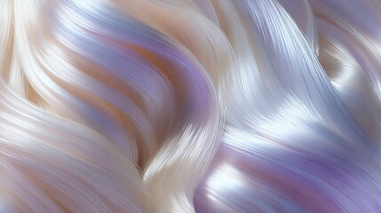 Close up of luxurious wavy platinum blonde hair with iridescent sheen and soft pastel hues reflecting light with luxurious hair and wavy hair