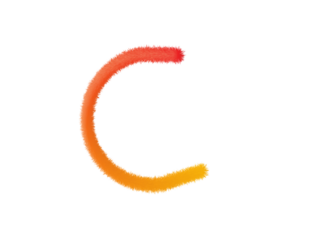 3D Furry Letter C Typography with Warm Red Orange and Yellow Gradient Isolated on White Background