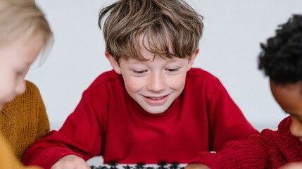Enthralled children diving into puzzle magic, capturing essence of Dia del Nino, joyous cultural mosaic of diverse playtime