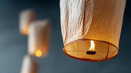 Floating lanterns illuminate the night sky, weaving wishes into the dark fabric of Yee Peng and Loi Krathong festivals