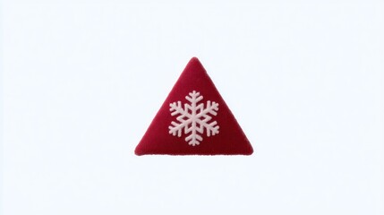Snowflake-emblazoned red triangle cushion evokes Nordic Yuletide coziness and festive hygge with geometric minimalist charm
