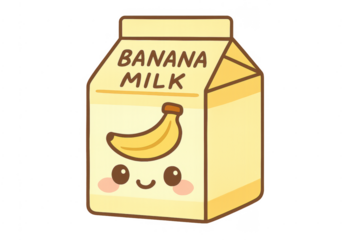 Cute banana milk carton character smiling illustration