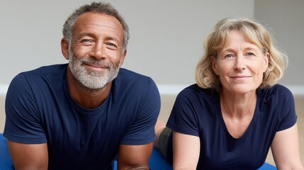Elderly couple, mixed ethnicity, joyous tranquility, celebrating World Laughter Day, embracing ageless vitality, deep blue harmony