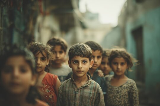 A group of Middle Eastern children.