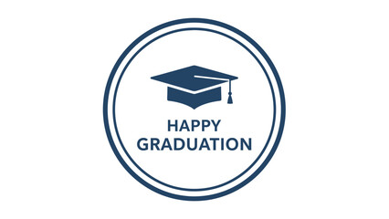 Happy Graduation A Circular Design with a Mortarboard and Elegant Text for Celebration