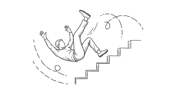 Man Falling Down Stairs Accidentally.