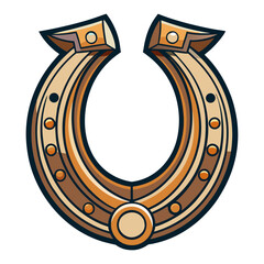 Fortune Horseshoe Illustration - Golden and Shiny Icon