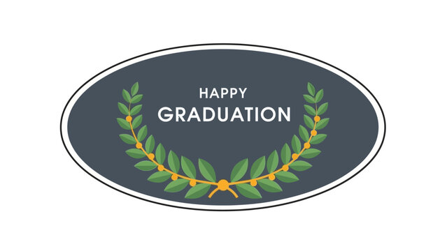 Happy Graduation An Elegant Oval Design Featuring a Laurel Wreath and Text for Celebrations - Powered by Adobe