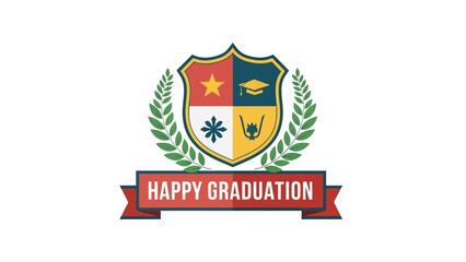 Happy Graduation Badge Celebrating Achievement, Design for Ceremony and Education