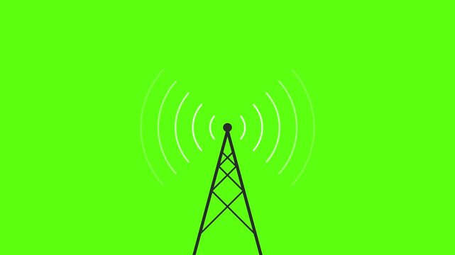 Signal Network Tower Broadcast Green Screen Animation