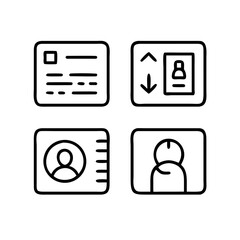 Set of icons representing identity cards and user profiles