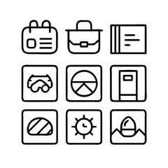 Collection of minimalist business and travel icons