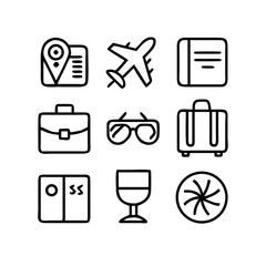 Collection of travel and vacation icons