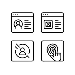 Set of four icons related to user profiles and identity verification