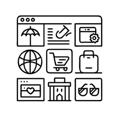 Online shopping and e-commerce icons collection