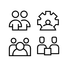 Teamwork and collaboration icons representing group dynamics and productivity