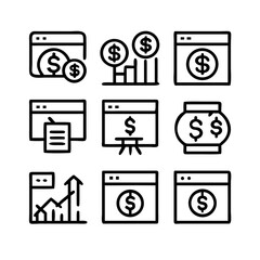 Money and finance icons for business and investment