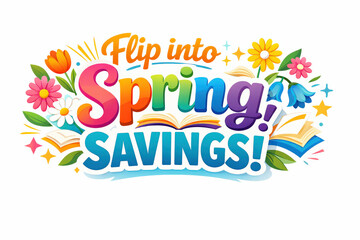 Spring Savings Banner. Clean modern holiday banner illustration, colorful spring-themed retail banner reinforcing renewal and