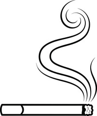 Fototapeta premium Cigarette with Smoke Continuous Line Illustration Minimal Outline Smoking Concept Vector Art