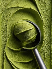 Top view of matcha green tea gelato.