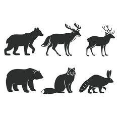 bundle of 6 8 unique black fill silhouette designs 13 isolated on white background