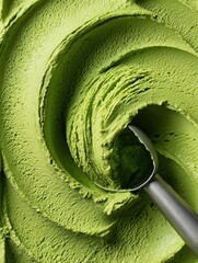 Top view of matcha green tea gelato.