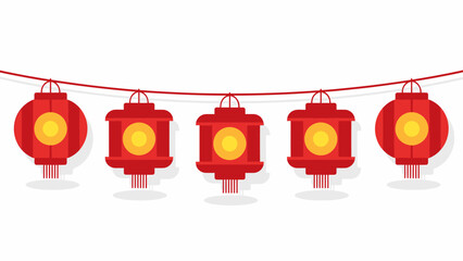 Red Chinese Lanterns Hanging on String
