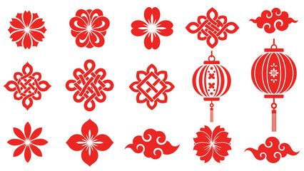 Traditional Chinese Lanterns and Floral Patterns