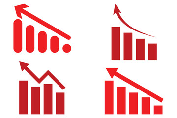 Stock market trend up and down arrows, financial graphs, and business investment growth and loss arrow, graph going up and down symbol with green and red arrows, vector illustration