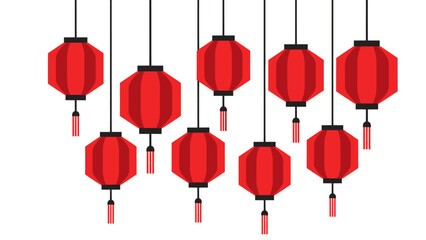 Red Chinese Lanterns Hanging During Festival