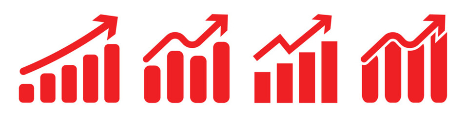 Stock market trend up and down arrows, financial graphs, and business investment growth and loss arrow, graph going up and down symbol with green and red arrows, vector illustration