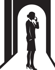 Silhouette of a man and woman businessman standing vector illustration