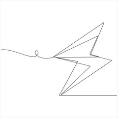 Continuous line drawing of lightning bolt modern power symbol vector