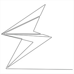 Continuous one line lightning bolt icon minimal electric energy vector