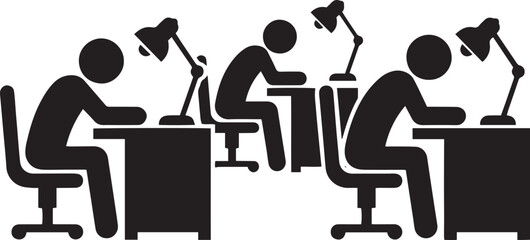 People working together in office silhouettes vector illustration