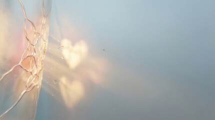 Heart shaped light reflection on water surface with ripples