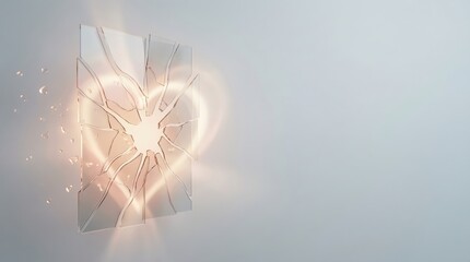 Shattered glass explodes in dynamic light burst