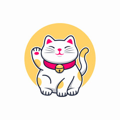 mascot logo fat cat waving paw