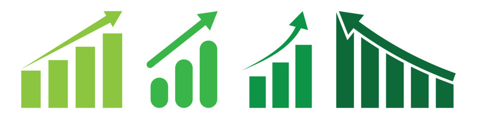 Stock market trend up and down arrows, financial graphs, and business investment growth and loss arrow, graph going up and down symbol with green and red arrows, vector illustration