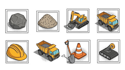 Construction equipment and tools in modern comic style © markusmiller