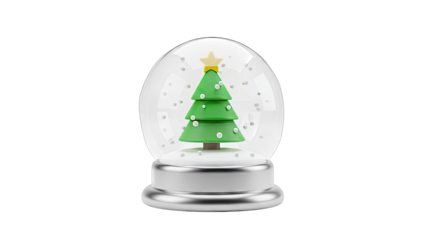 Christmas Snow Globe with Festive Tree and Falling Snow