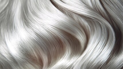 Luxurious silver hair flowing in a smooth elegant wavy pattern with a touch of warm brown highlights with luxurious hair and elegant hair and wavy hair