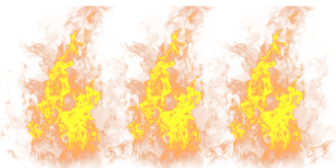 A fiery soccer ball on fire with flames engulfing it on transparent background