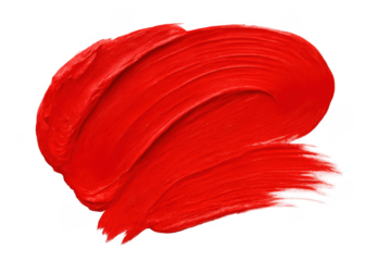 Red paint brush stroke texture on transparent background