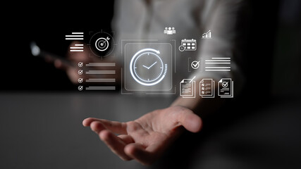 Concept of time management and productivity. Using tools like calendars and checklists to schedule tasks, set goals, and meet project deadlines for business efficiency. Fermion