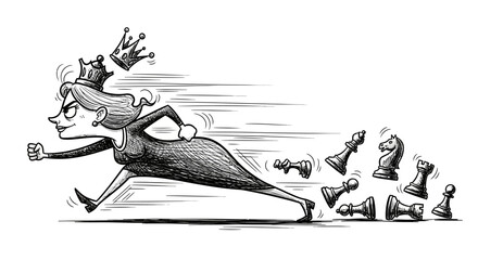 Man Running with Chess Pieces on Back. © Safa_Sekar Madina'h